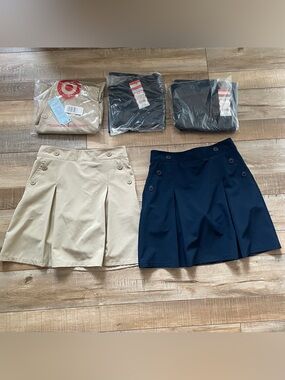 NWT  Cat & Jack Girls 8 Uniform Skorts Lot 5 Performance Navy Khaki Preppy